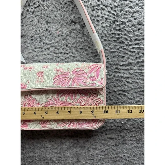 NWd Staud Women's Tommy Cherry Blossom Toile Ivory Beaded Flap Shoulder Bag - Picture 14 of 16